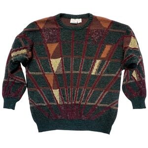 Davide Vintage 80s Wool Blend Geometric Made in Italy Artsy Retro Sweater M/L